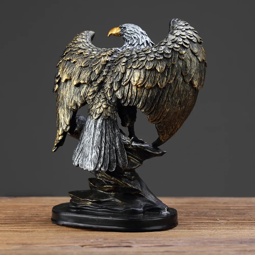 Bronze Resin Eagle Collectible Decorative Statue Home Decor Office Art Ornament Birthday Holiday