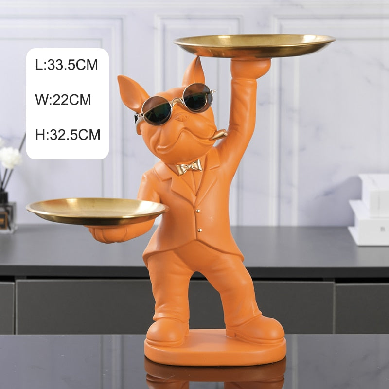 French Bulldog Resin Statue - Decorative Sculpture For Home Animal Figurine Decor Orange 2