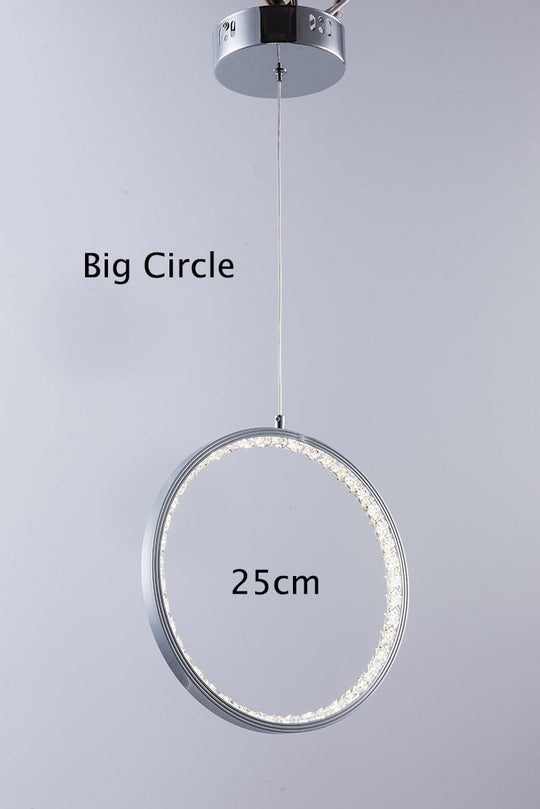 Nordic Circular Ring Crystal Pendant Light Modern Hanging Lamp Stairway Corridor Lustre Chandelier