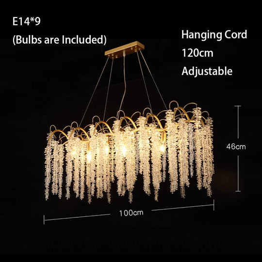 Crystal Wistaria Led Lights Ceiling Chandeliers New Luxury Gold Remote Control Hanging Lamps Home