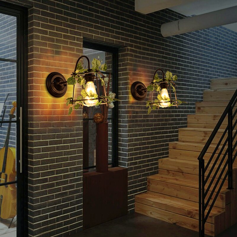 Plant Wall Lamp Creative Music Restaurant Bar Industrial Wind Wheel Personality Clear Decoration