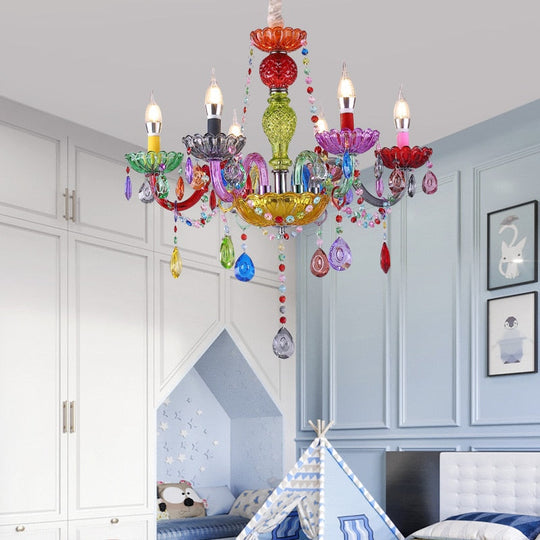 Handmade Candy Color European Chandelier - Creative Multi - Colored Crystal Fixture For Restaurants