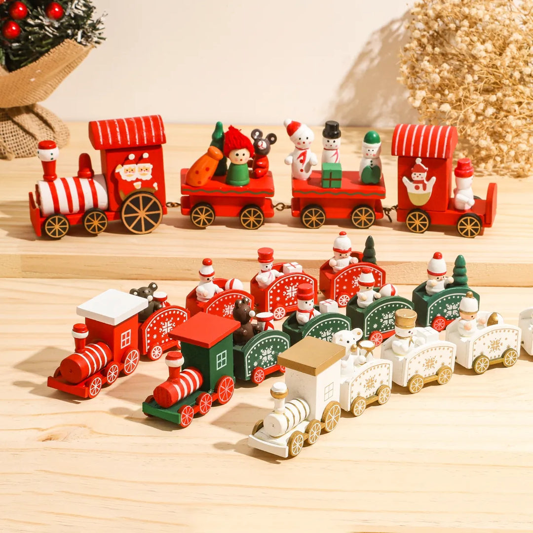 Wooden/Plastic Train Christmas Ornament Merry Decoration For Home Xmas Gifts Noel Natal Navidad New