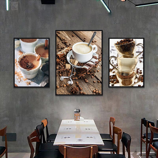 Modern Coffee Latte Canvas Poster: Wall Art For Bar Cafe And Kitchen Decor Painting
