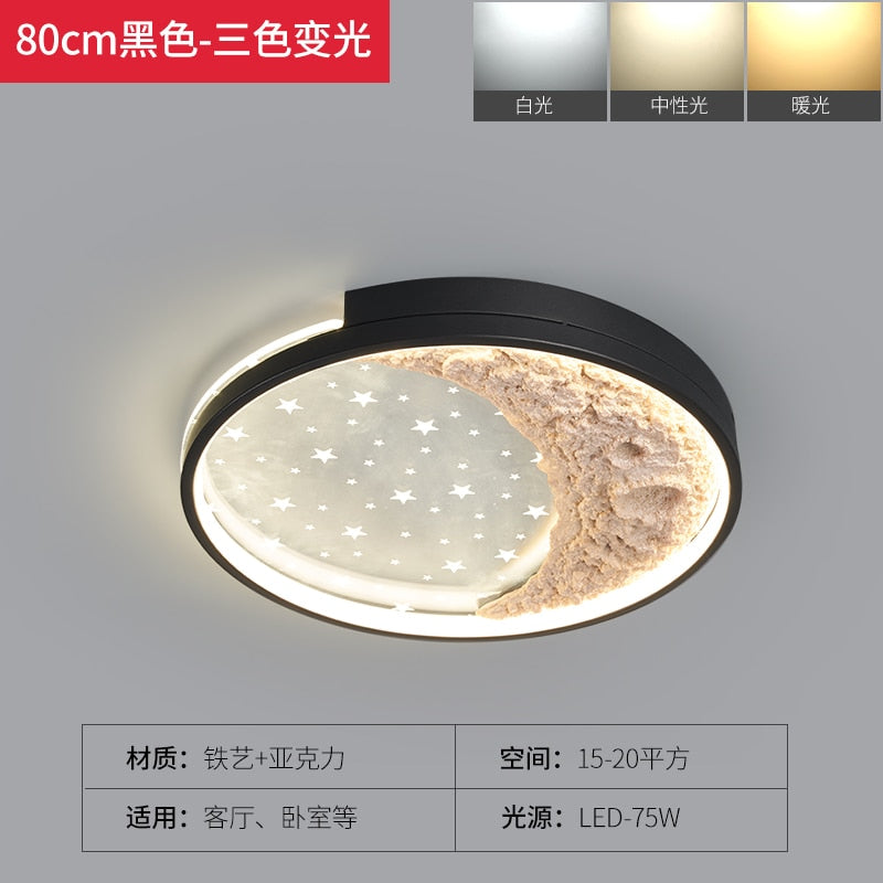 Modern Moon Ceiling Light Luxury Simple Bedroom Chandelier Creative Home Warm Sky Star Dining Room