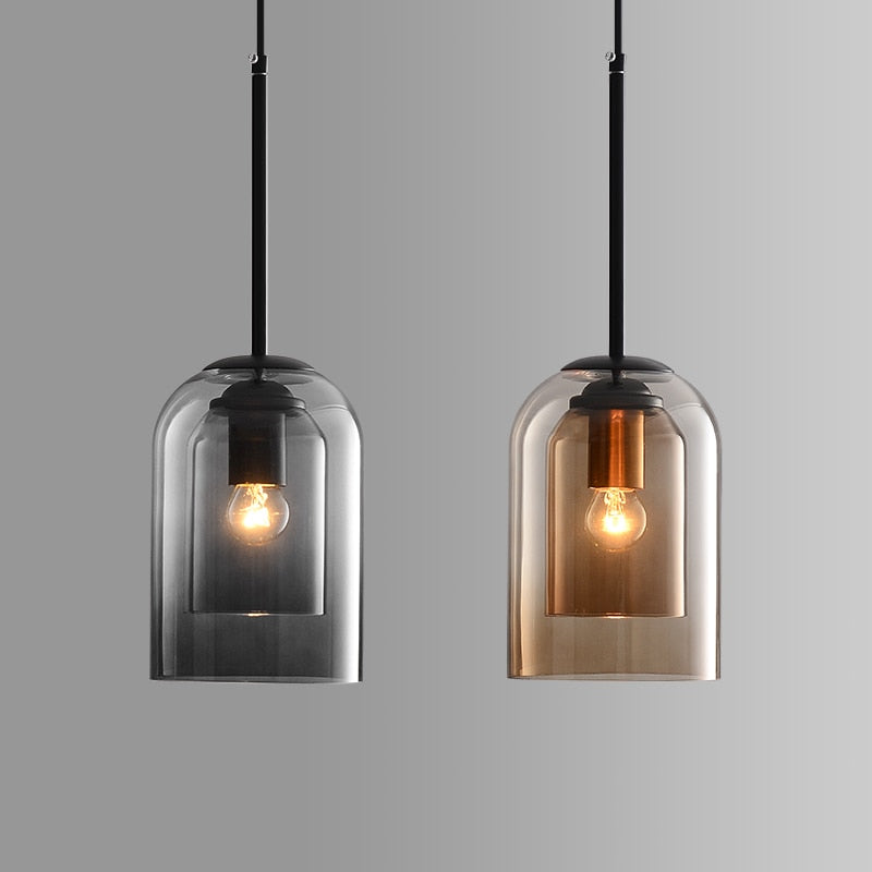 Postmodern Nordic Double Glass Pendant Light - Stylish Luminaire For Bedroom Dining Room And Bar