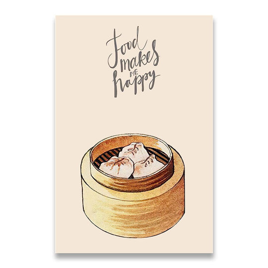 Abstract Chinese Dumplings Canvas Art: Restaurant Food Poster Print For Kitchen Decor 20X25Cm(No