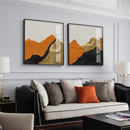 Modern Minimalist Mountain Landscape Canvas Wall Poster Painting