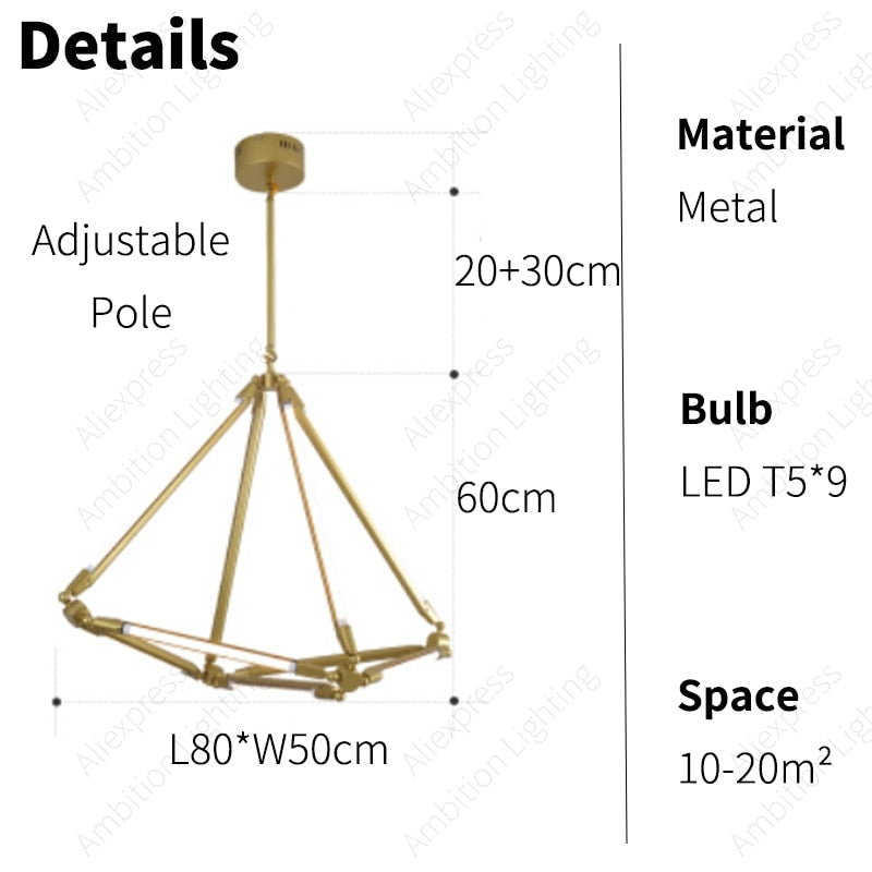 Nordic Simplicity: Geometric Line Led Chandeliers For Minimalist Spaces 9 Lights - B / Warm Yellow