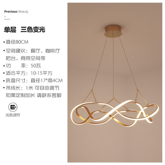 Nordic Luxury Gold Lustre Ring Led Decorative Pendant Lights Modern Simple Hanging Lamp Living Room