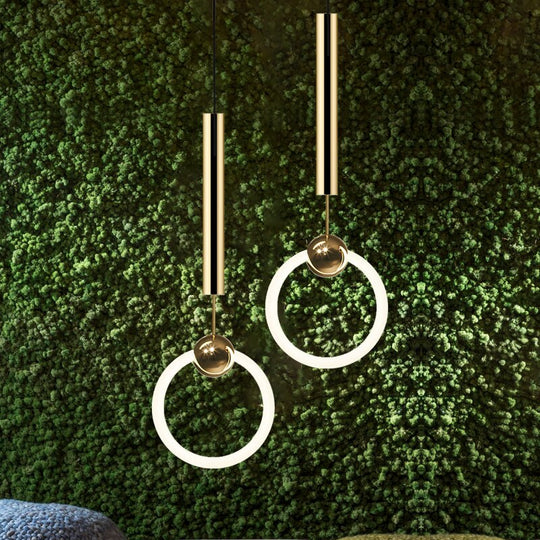 Post - Modern Creative Lustre Gold Circle Ring Pendant Lights Restaurant Art Decor Sofa Living Room