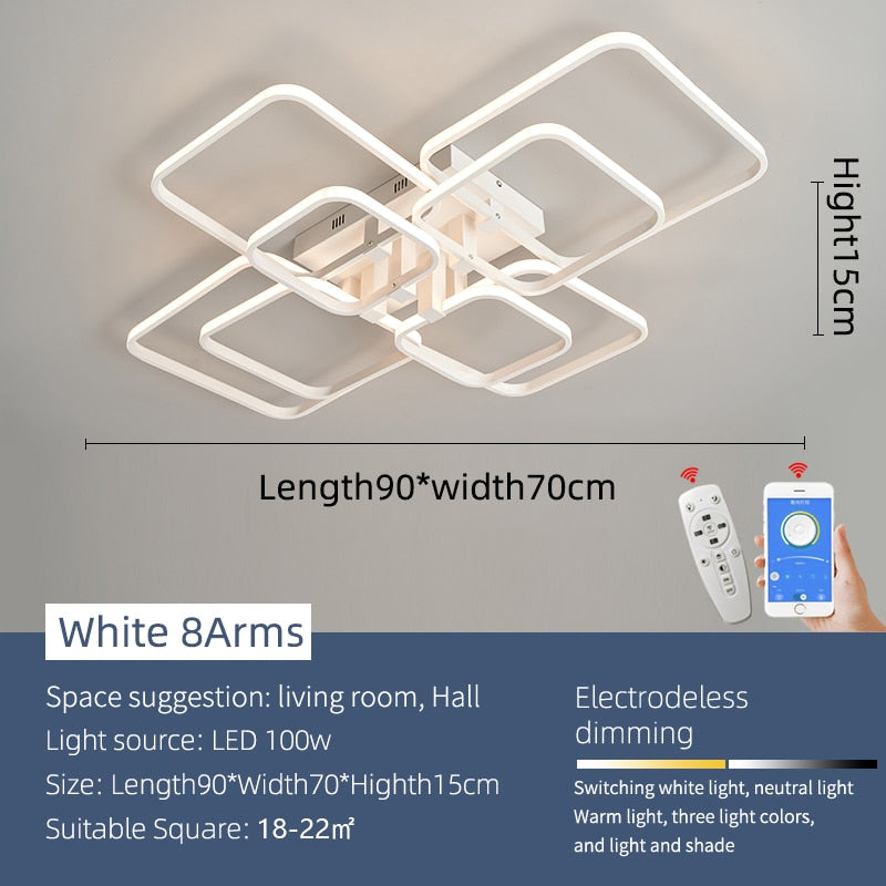 Modern Led Chandelier For Living Room Bedroom Study 90 - 260V Indoor Chandelier Fixtures Square