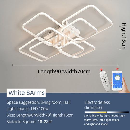 Modern Led Chandelier For Living Room Bedroom Study 90 - 260V Indoor Chandelier Fixtures Square