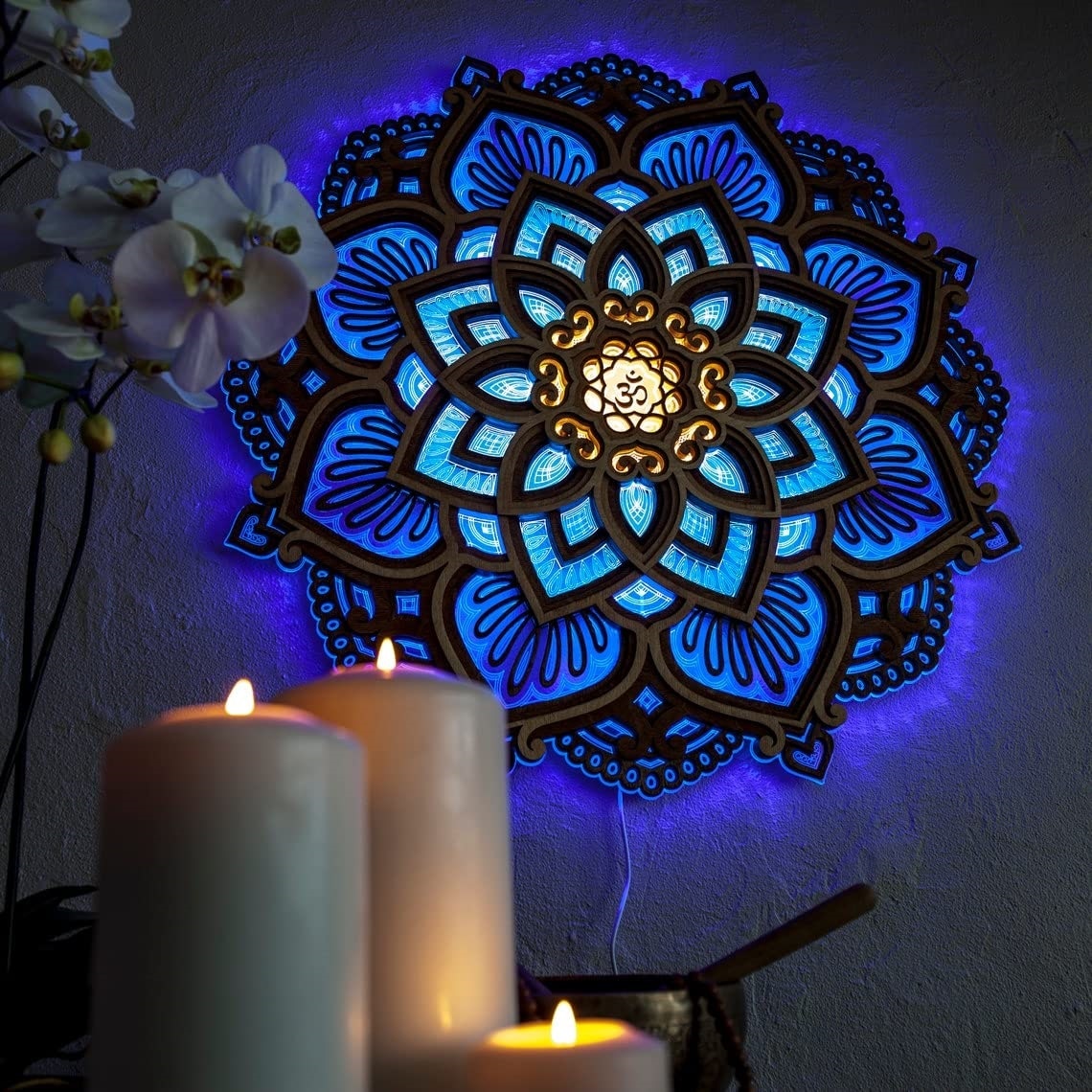 Led Wall Light Mandala Yoga Room Lamp