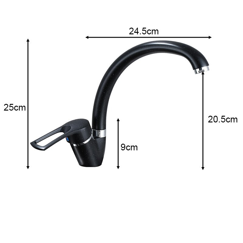 Polished Kitchen Basin Faucet Cold And Hot Chrome Black 360 Rotating Single Handle Torneira Home