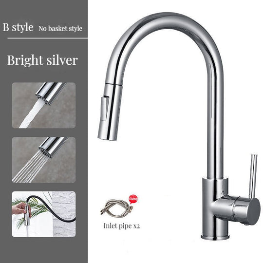 Brass Kitchen Faucets Pull Out Spout Mixer Taps Hot Cold Water Accessories Deck Mounted Stream