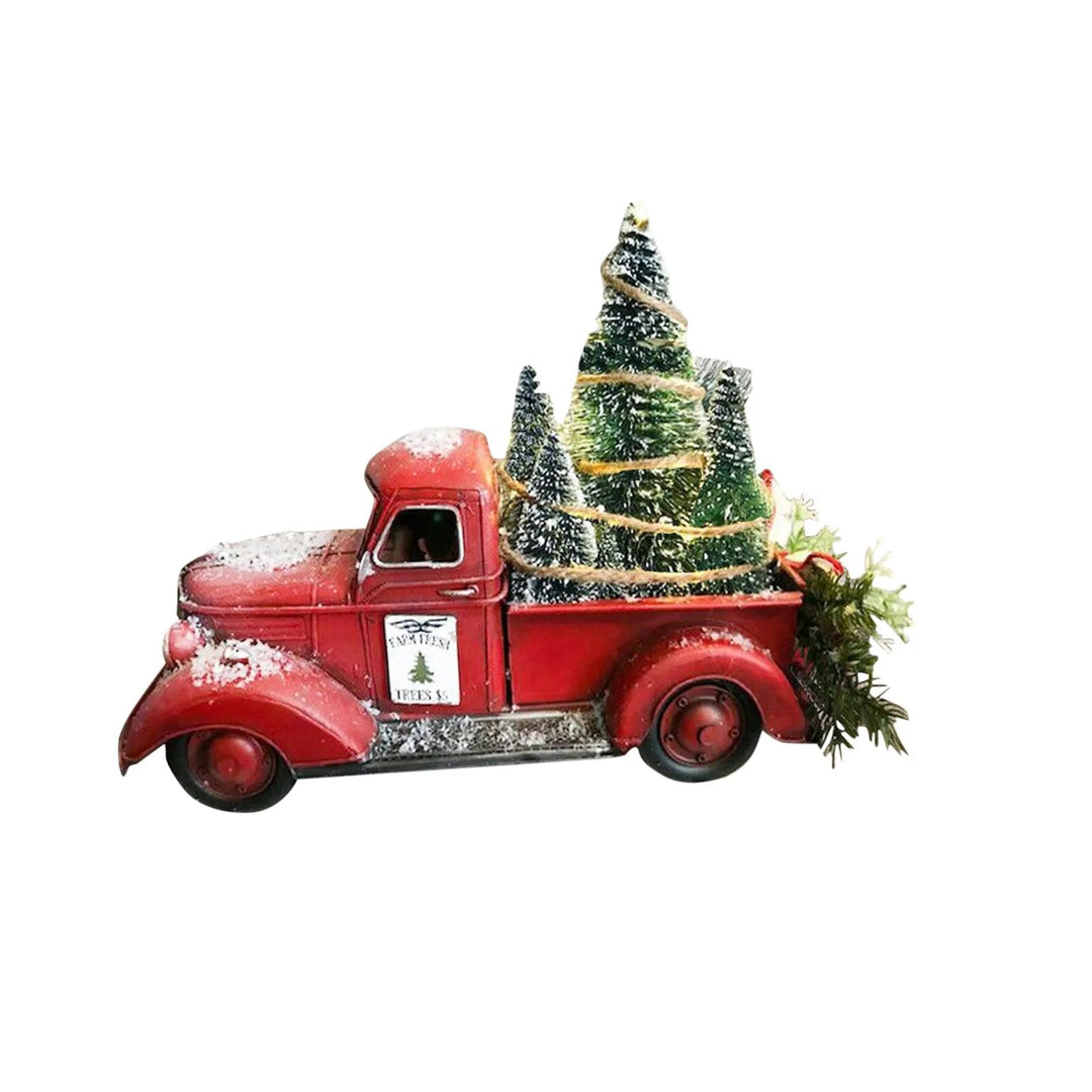 Vintage Resin Classic Pickup Red Truck W/Tree Farms House Rustic Decor Christmas Adornos De Navidad