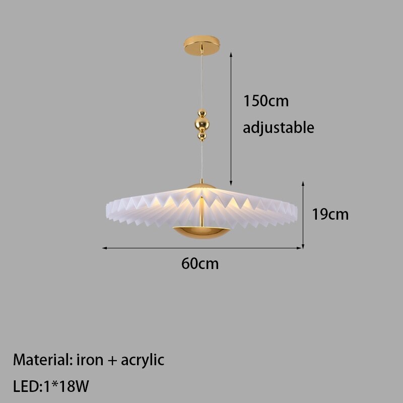 New Style Led Chandelier Umbrella Shaped White Acrylic Gold Metal For Dining Room Kitchen Bedroom