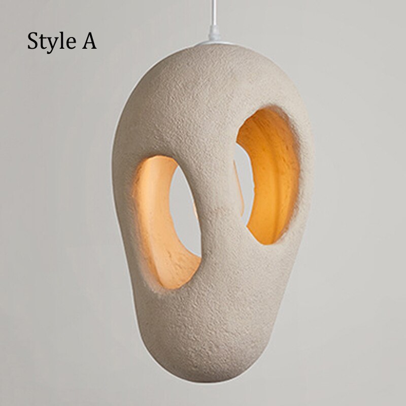 Japanese Wabi Sabi Beige Porous Shape Pendant Light Home Stay Bedroom Bedside Chandelier Nordic