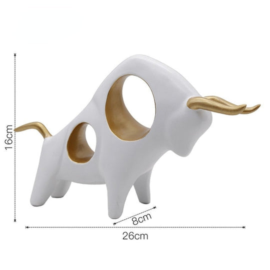 Golden Bull Sculpture: Abstract Resin Decor With European Flair White - B Items