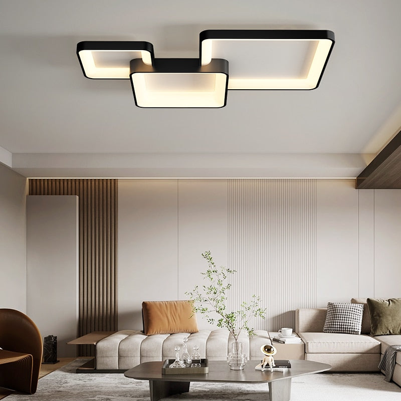 Minimalist Square Living Room Chandeliers Simple Modern Home Lamp Atmosphere Bedroom Ledlamp