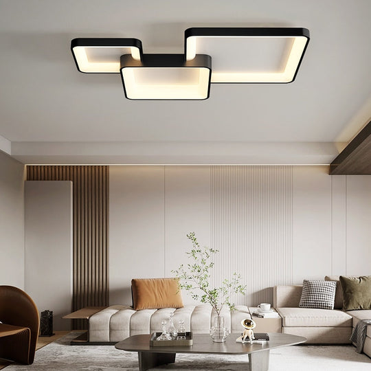 Minimalist Square Living Room Chandeliers Simple Modern Home Lamp Atmosphere Bedroom Ledlamp