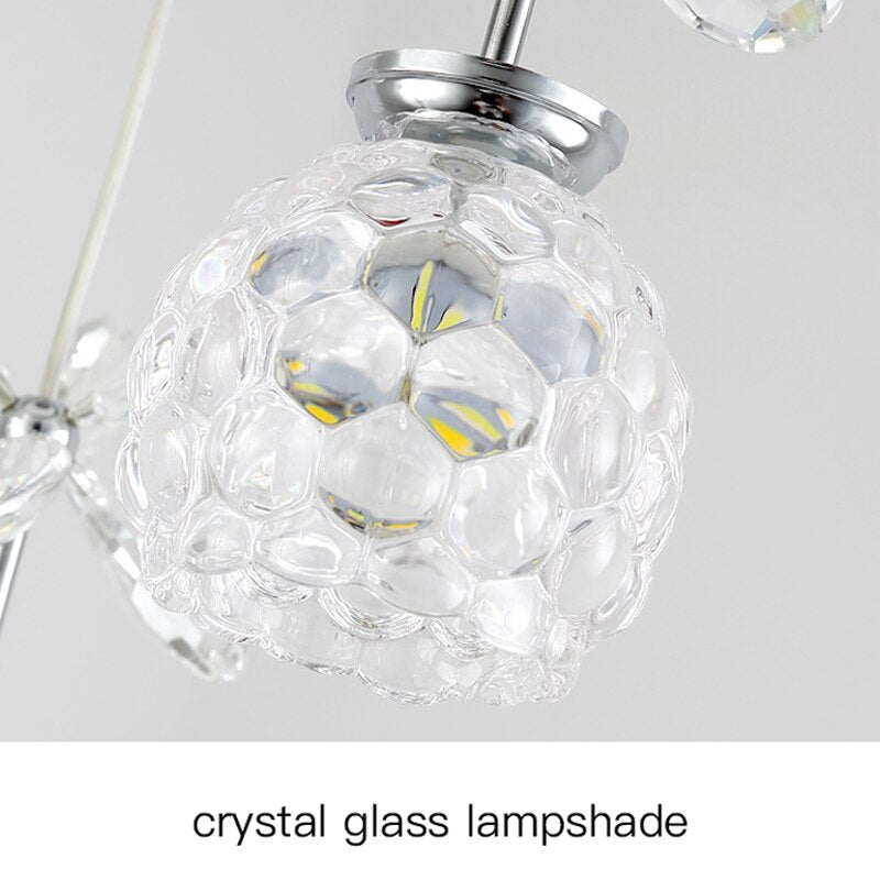 Post - Modern Led Chandelier Nordic Simple Light Luxury 3/5/7 Head Crystal Pendent Lamp Suitable