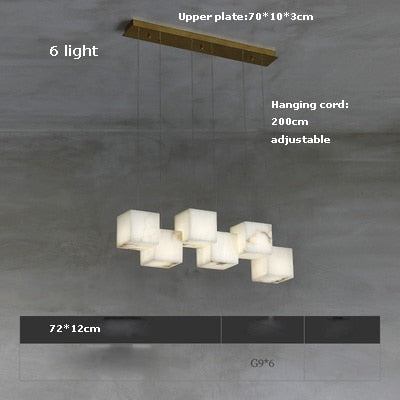 Retro Marble Rubik Cube Led Lustre Pendant Lights. Hanging Lamps For Ceiling Suspension Luminaire