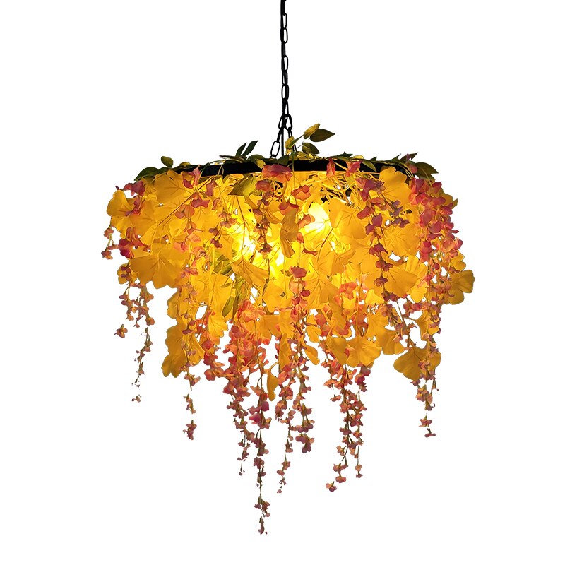 Industrial Wind Simulation Green Plant Maple Leaf Pendant Light Theme Hotel Restaurant Storefront