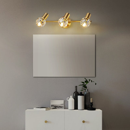 Modern Copper Crystal Mirror Light Luxury Gold Simple Bathroom Toilet Washstand Vanity Lamp Bedroom