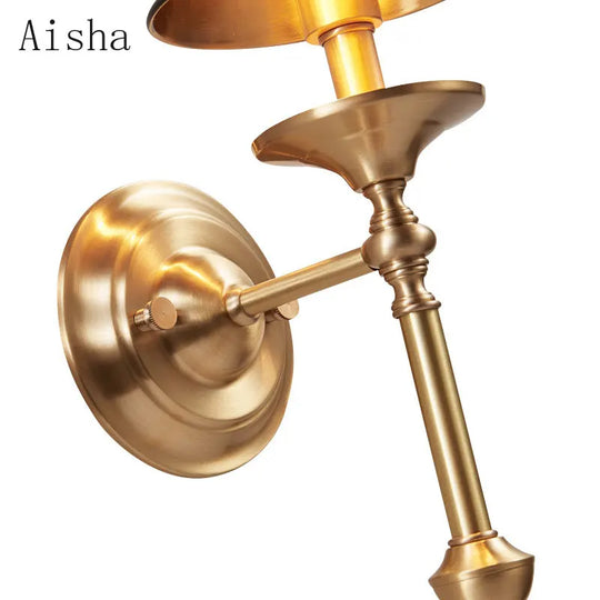 Aisha - American Copper Wall Lamp Black/Gold Living Room Background Light Luxury Bedroom Study