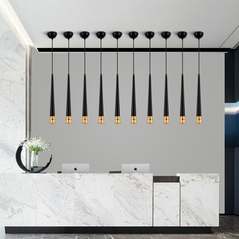 New Creative Horn Pendant Light Hotel Office Front Desk Led Lamp Modern Black + Gold Small