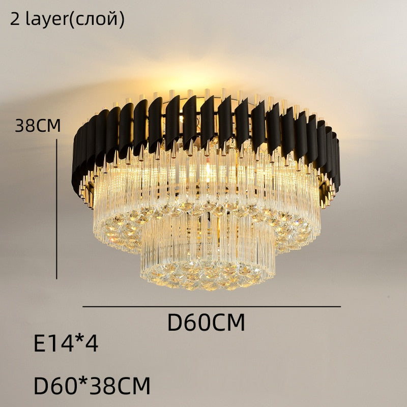 Luxury Rectangular Crystal Ceiling Lamp - Dazzling Large - Scale Lighting For Elite Living Rooms &