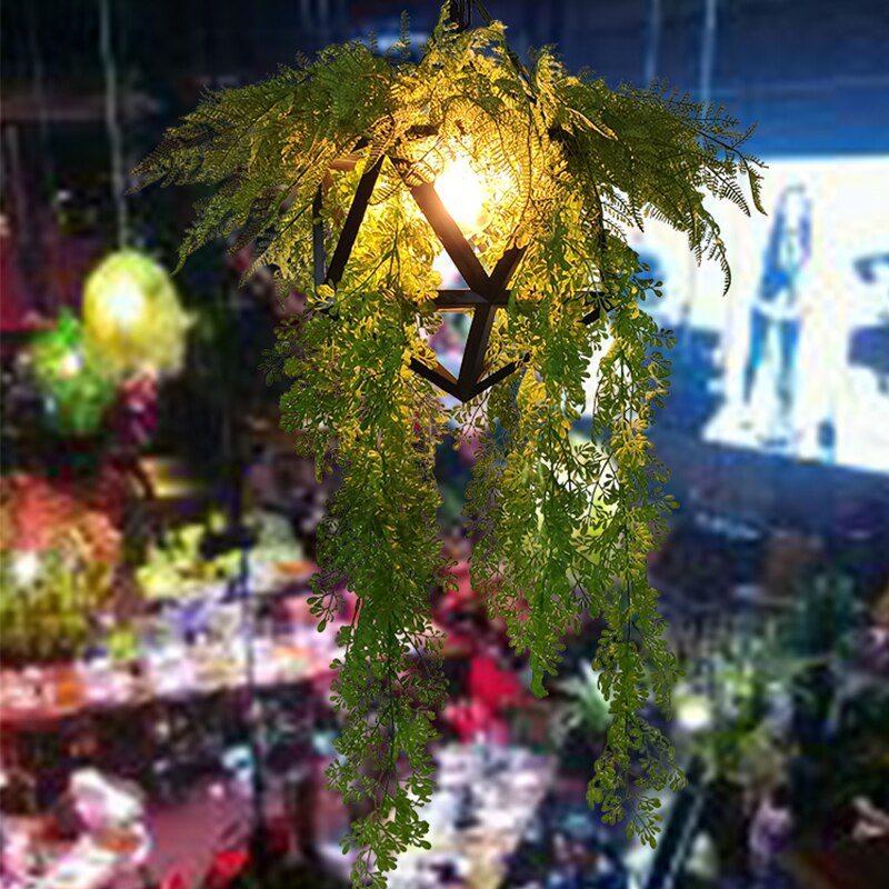 Restaurant Plant Hotel Lobby Atmosphere Pendant Light Small Fresh Green Retro Industrial Wind Front