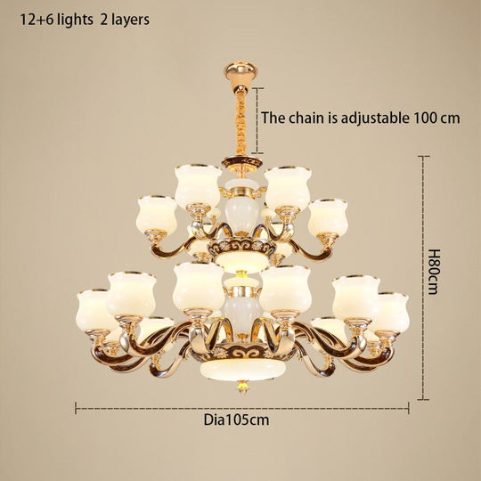 European Style Building Chandelier Villa Living Room Large Middle Floor Lamp Long Stair Light 18