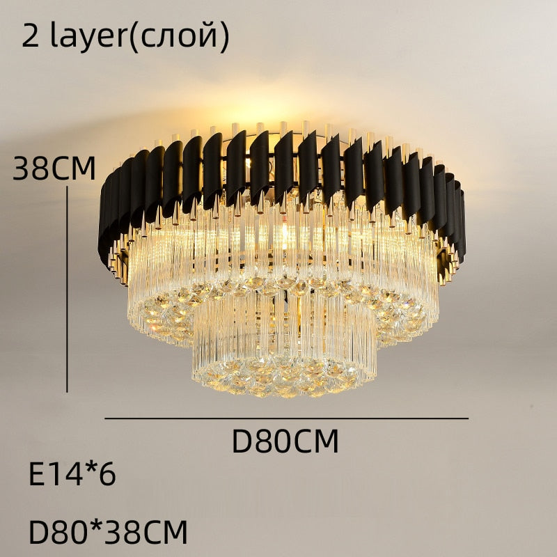 Luxury Rectangular Crystal Ceiling Lamp - Dazzling Large - Scale Lighting For Elite Living Rooms &