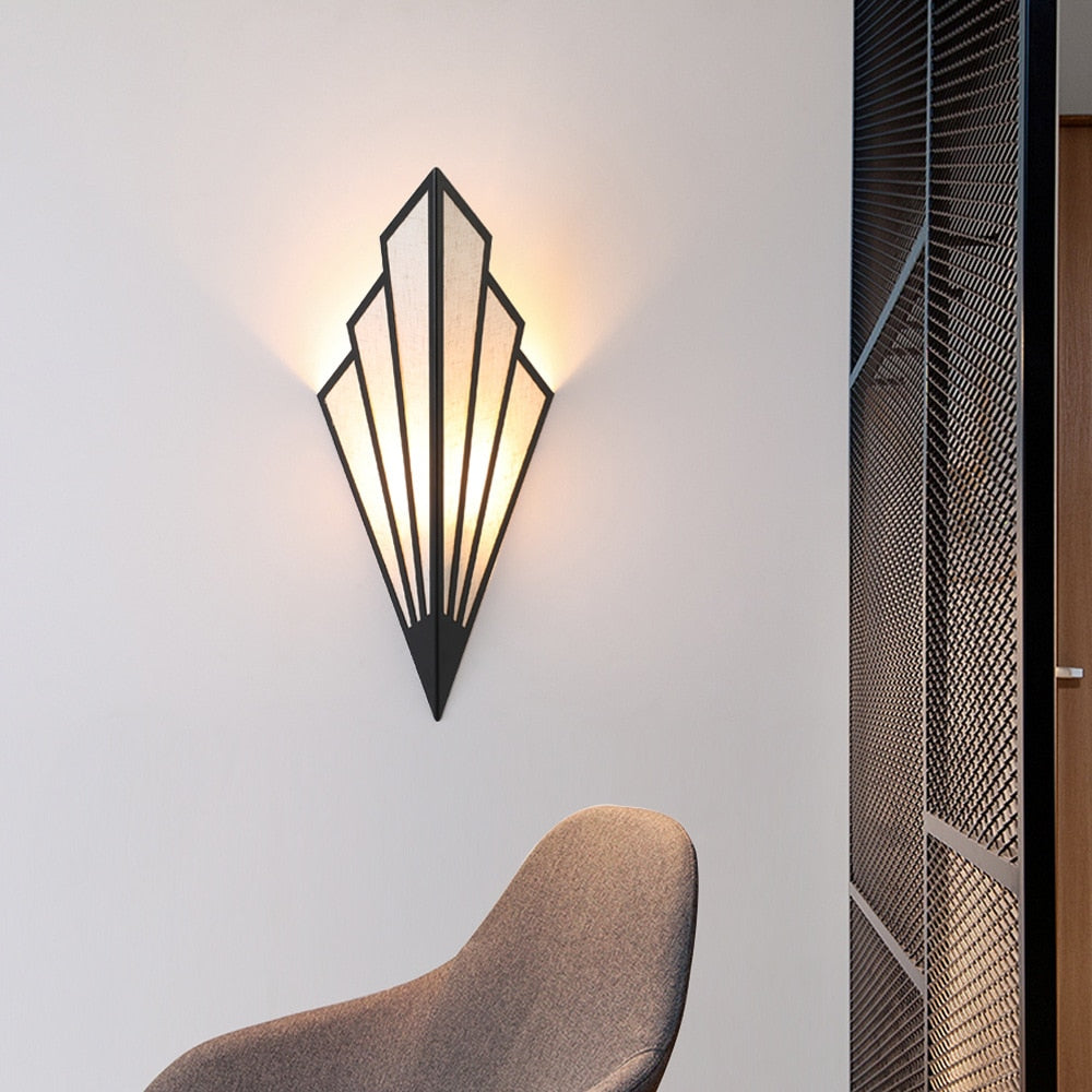 Diamond Shape Modern Wall Light Sconce For Bedroom Dining Room Black / Warm Light