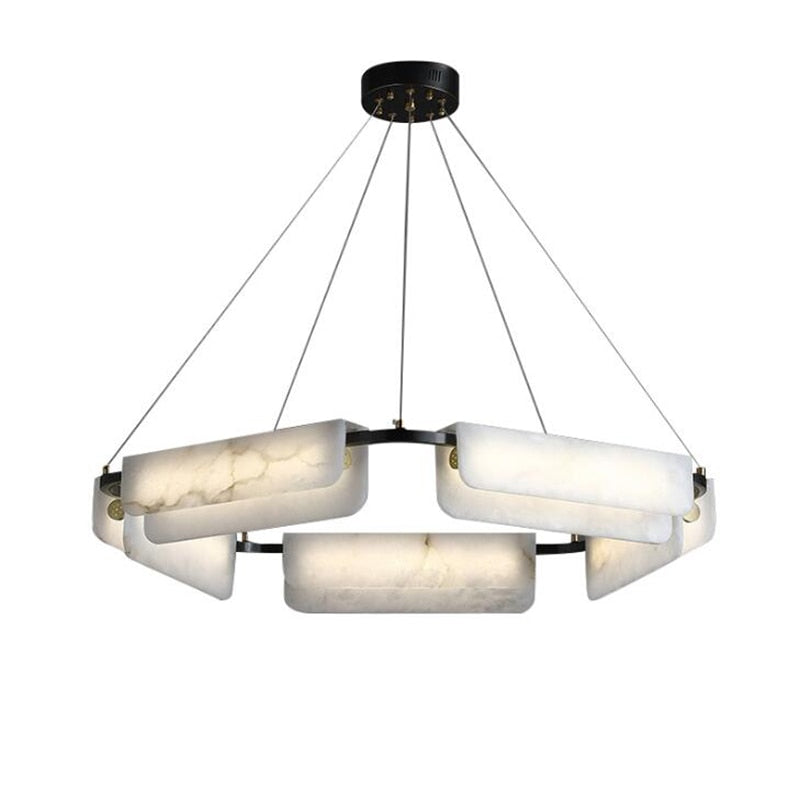 Modern Marble Chandelier All Copper Living Room Restaurant Bar Lighting Hotel Staircase Pendant