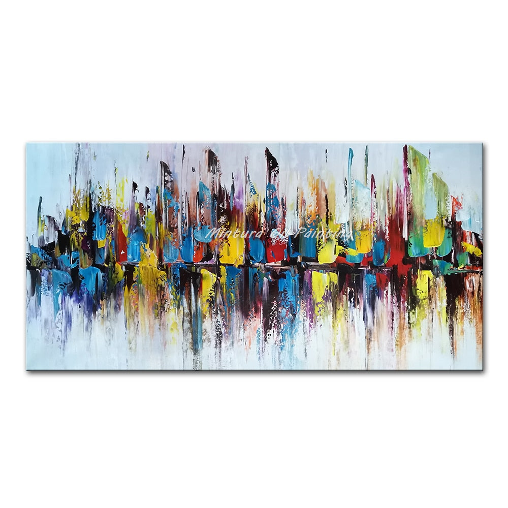 Handcrafted Large Abstract Oil Painting - Modern Home Decor Canvas Art 50X100Cm Unframed / Mt162353