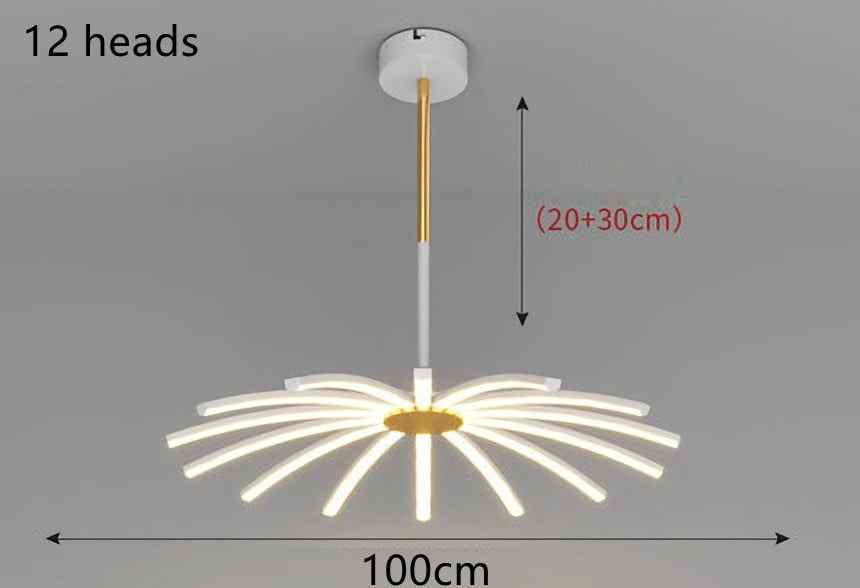 Modern Umbrella Led Ceiling Chandelier Black White Minimalist Decor For Living Dining Room Center