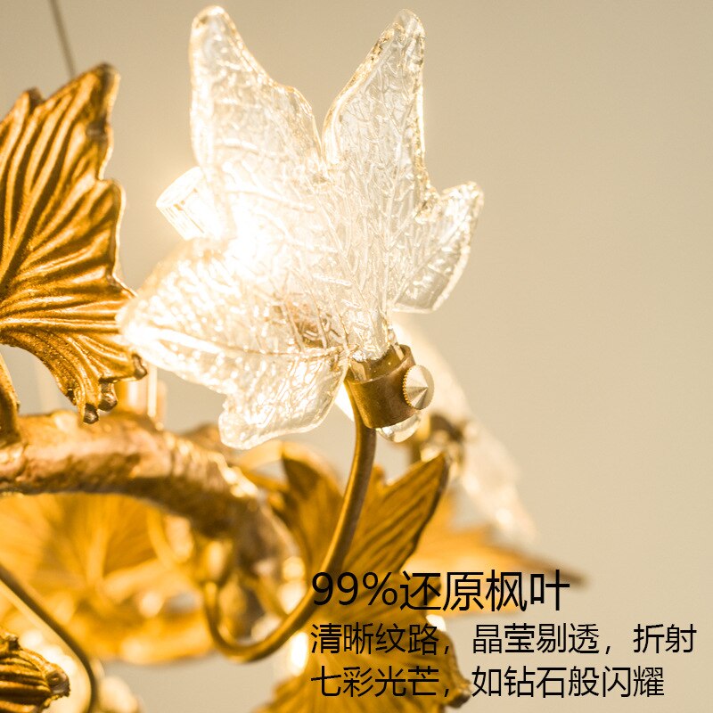 Postmodern Led Glass Chandelier Living Dining Room Bedroom Creative Maple Leaf Decor Pendant Lamps