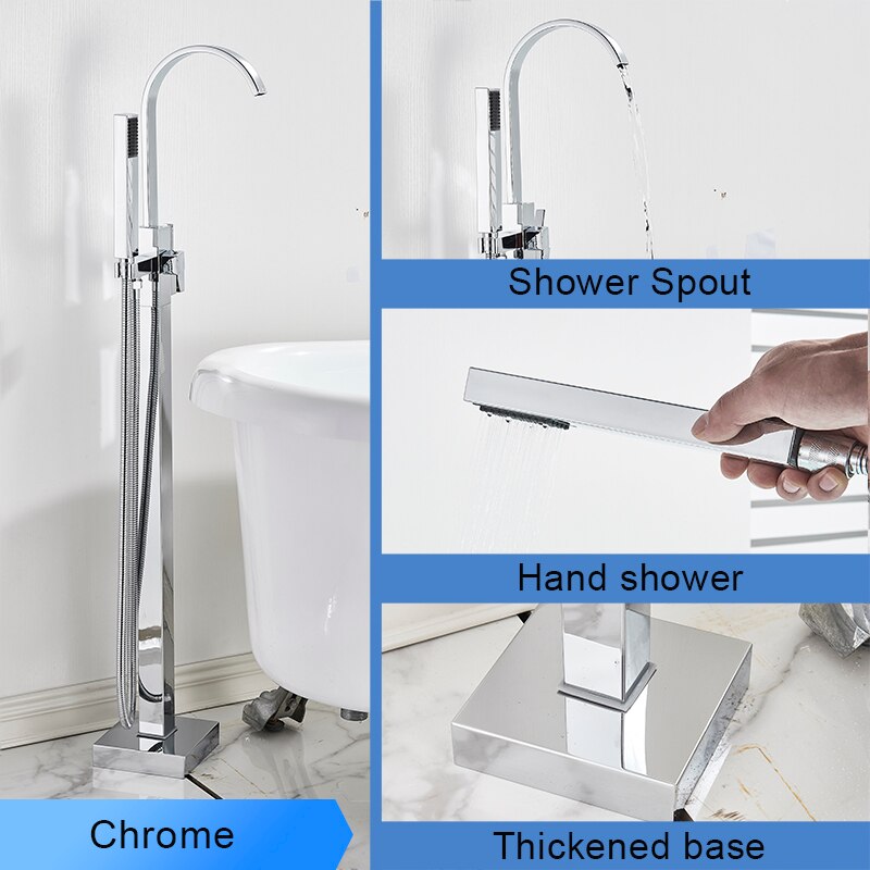 Bathroom Bathtub Faucet Black Flooring Standing Single Handle Cold And Hot Water Mixer Tap Crane