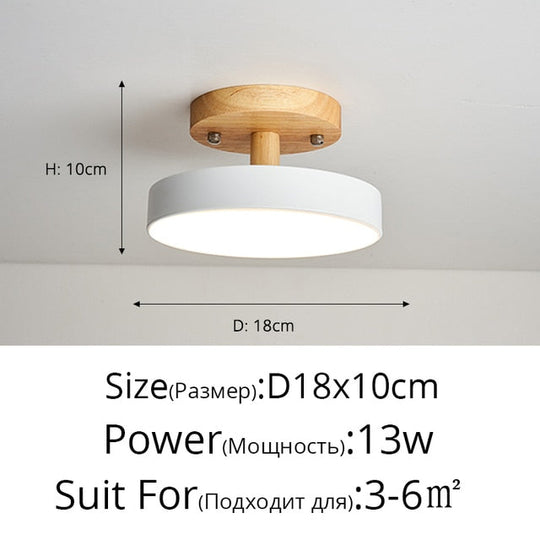 Nordic Style Decorative Wood Art Led Ceiling Light For Living Room C White 1 Head 13W / Warm White