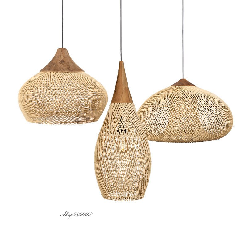 Hand - Woven Rattan Lamps For Dining Room Restaurant Kitchen Lighting Fixtures Loft Luminaries