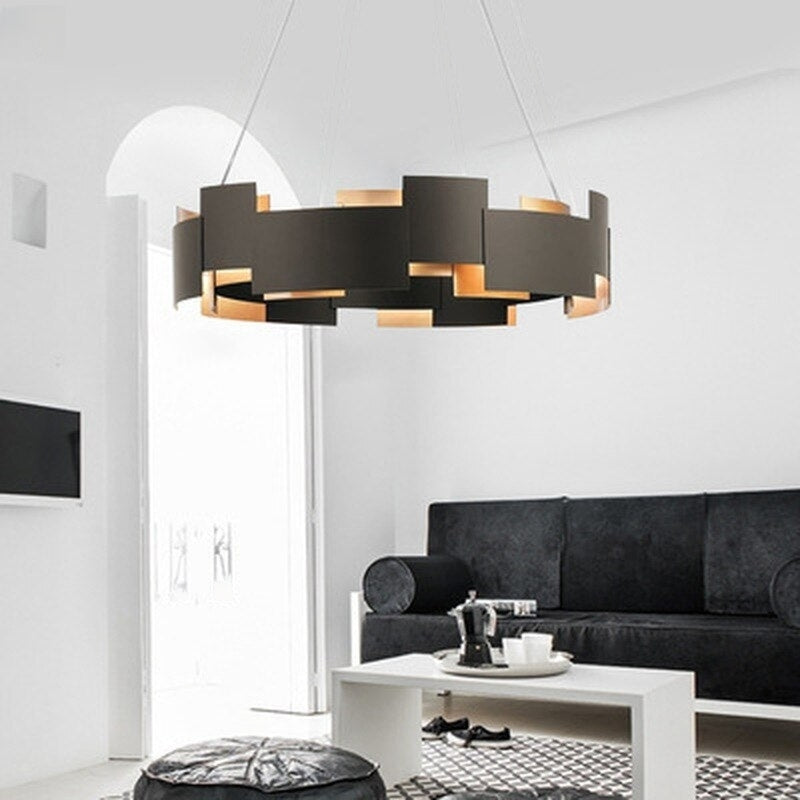 Post - Modern Industrial Pendant Lights Gold Black Iron Art Metal Suspension Luminaire Living Room