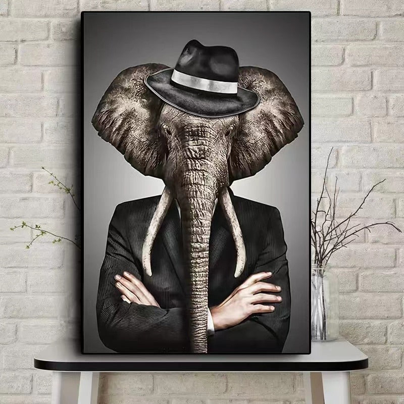 Animal Art Canvas Poster - Zebra Lion Elephant Oil Prints For Living Room Decor Printings