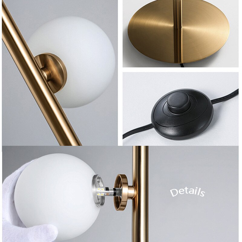 Nordic Led Floor Lamp Fashion Simple Glass Ball Lamps For Living Room Decoration Lights Bedroom