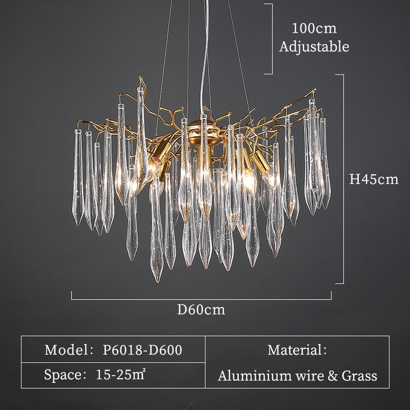 Jasmine - Light Luxury Crystal Living Room Chandelier Villa Hall Restaurant Handmade Branch Art