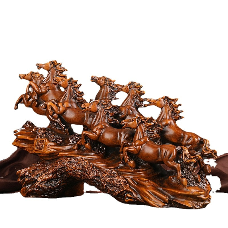 Home Decor: Wealth - Attracting Eight Horses Ornament For Living Room And Office Desktop Decoration