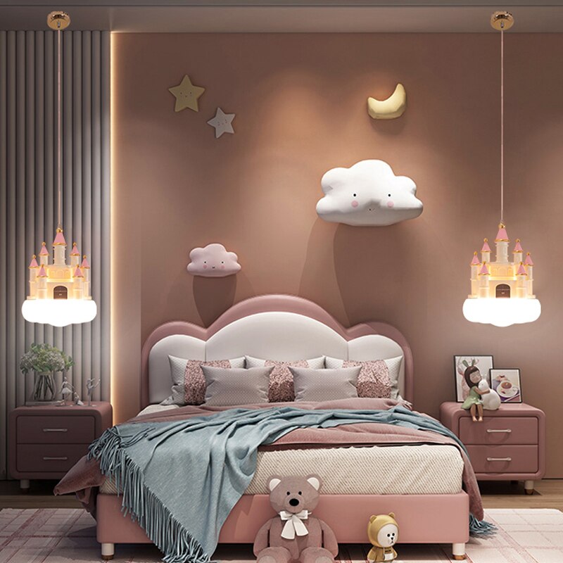 Creative Castle Pendant Lamp Chandelier For Children Room Bedroom Light Girl Bedside Ceiling